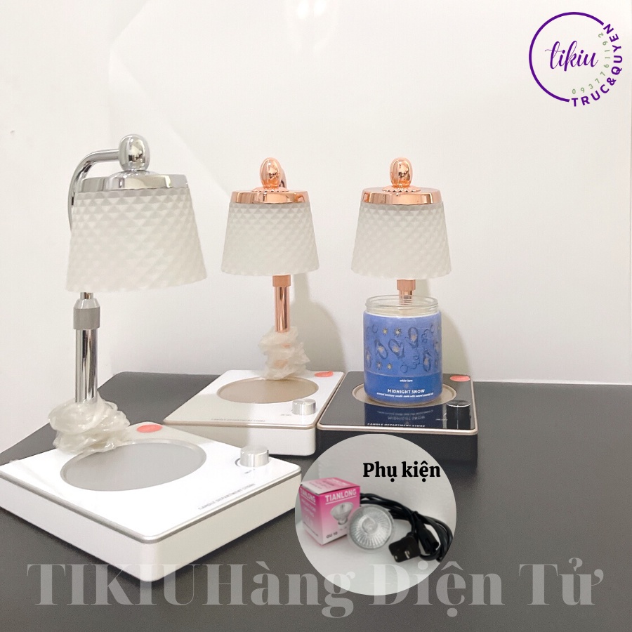 Đèn Đốt Nến Thơm Phong Cách Châu Âu TIKIU Thuỷ Tinh Sang Trọng Cao Cấp, Phụ kiện nến thơm Yankee, Bath & Body Works 2022