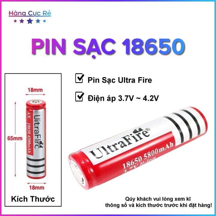 Bộ 4 Pin sạc 18650 loại TỐT Ultra Fire 🚀 FREESHIP 🚀 Pin phù hợp cho đèn pin, quạt mini, quạt sạc - Shop Hàng Cực Rẻ