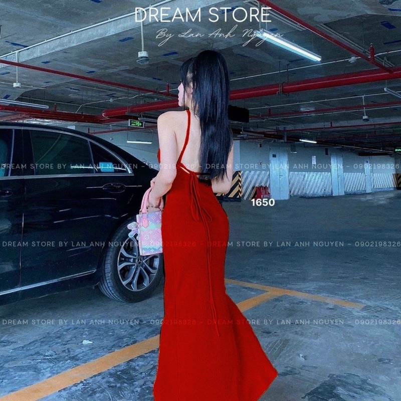 ĐẦM MAXI HAI DÂY HỞ LƯNG DÁNG DÀI ĐUÔI CÁ ( có mod )