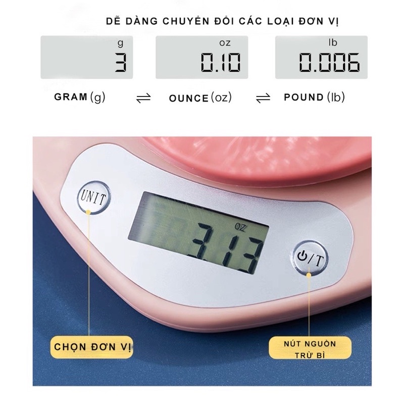 Cân tiểu ly hình tim điện tử 1g - 5kg Tặng kèm 2 viên pin AAA