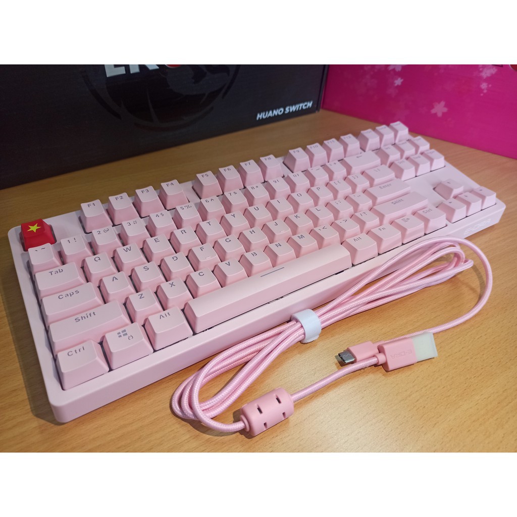 【Hàng sẵn sàng】 Bàn phím cơ E-Dra EK387 Dream Pink màu hồng cực chất, Huano Switch 2021, cable Type C tháo rời - Hàng ch