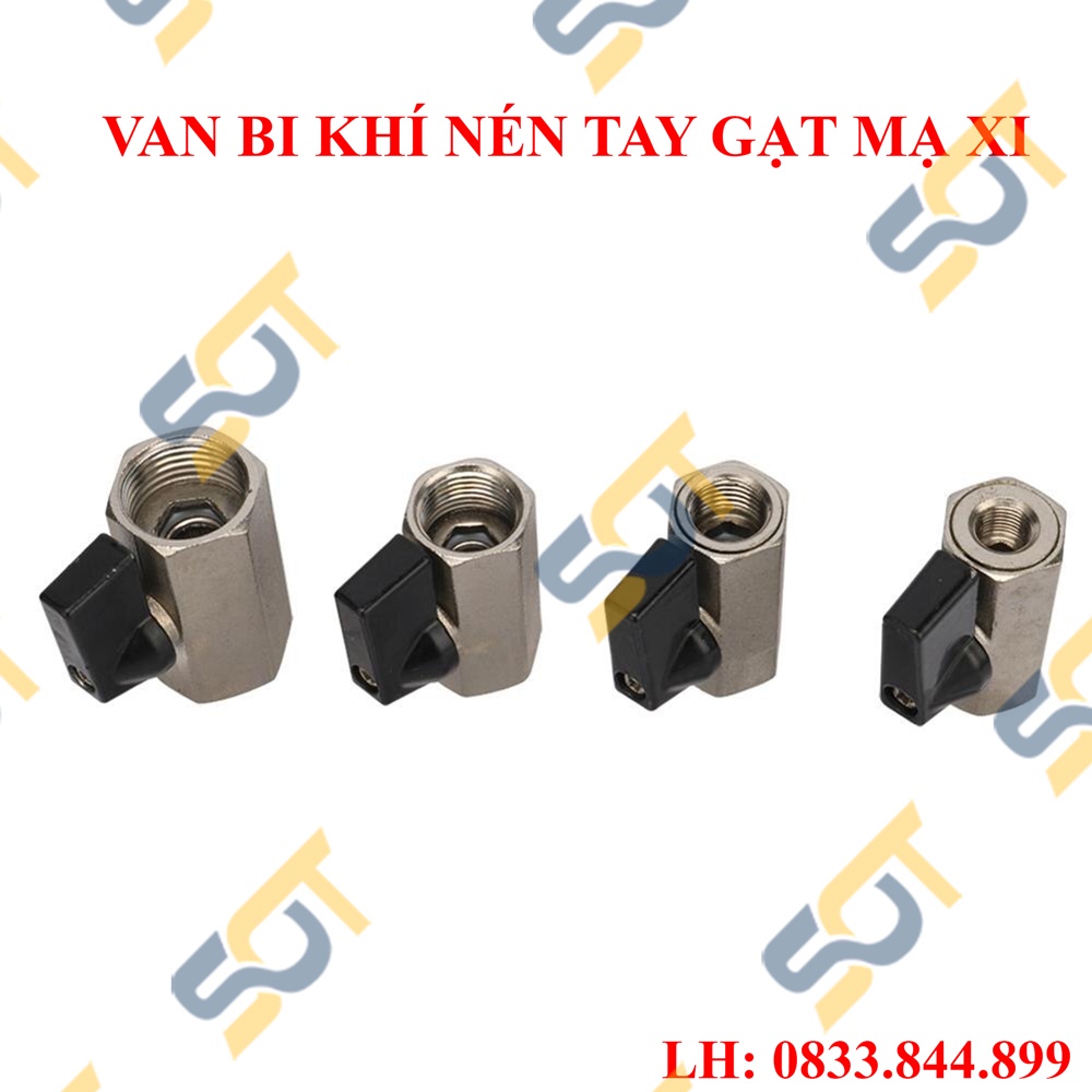 Van khí nén, van bi đồng tay gạt mini ren 13 17 21 đồng mạ lắp đặt hệ thống khí nén, thủy lực