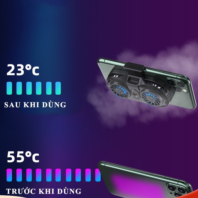 Quạt tản nhiệt làm mát điện thoại ,2 quạt sò nóng lạnh memo AH102 Gaming giá rẻ thien hoang pk