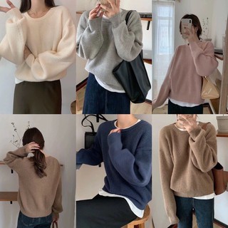Áo len gân trơn kiểu dáng basic