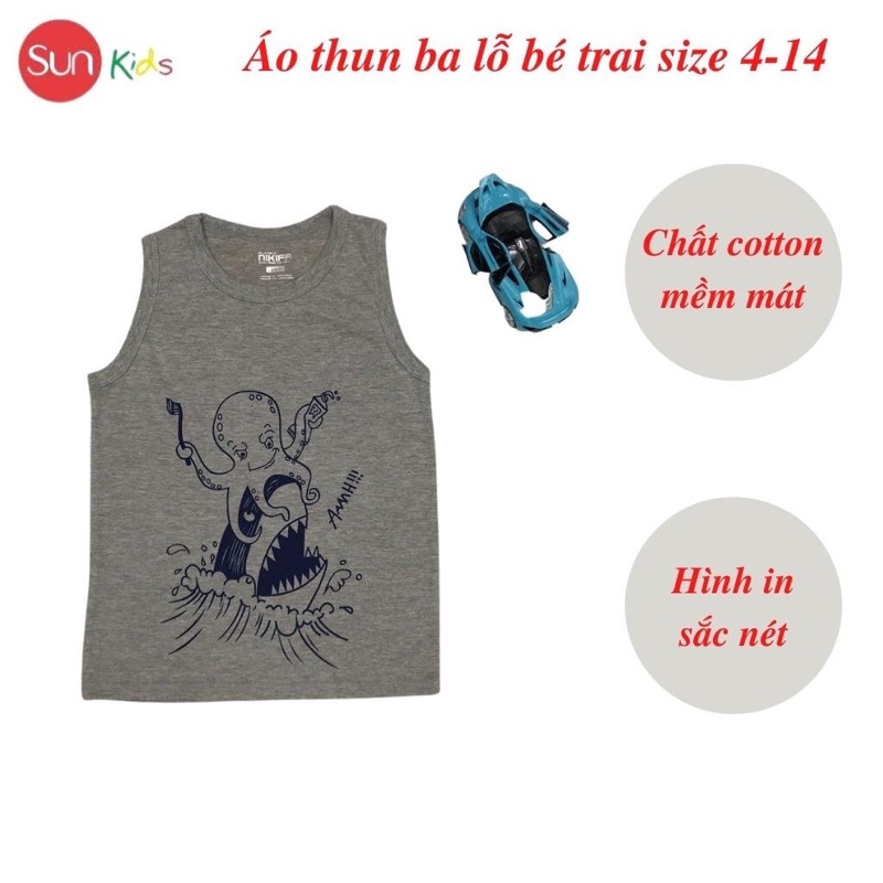 Áo thun bé trai, áo ba lỗ bé trai chất cotton, nhiều màu, Size 4 - 14 tuổi - SUNKIDS1