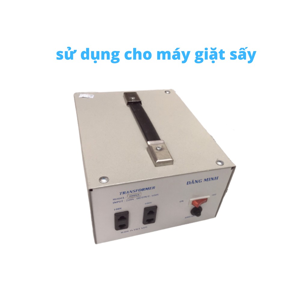 Bộ đổi nguồn 220v sang 110v - 100v 2000VA cho máy giặt sấy, biến áp ĐĂNG MINH đồng hành trọn đời.