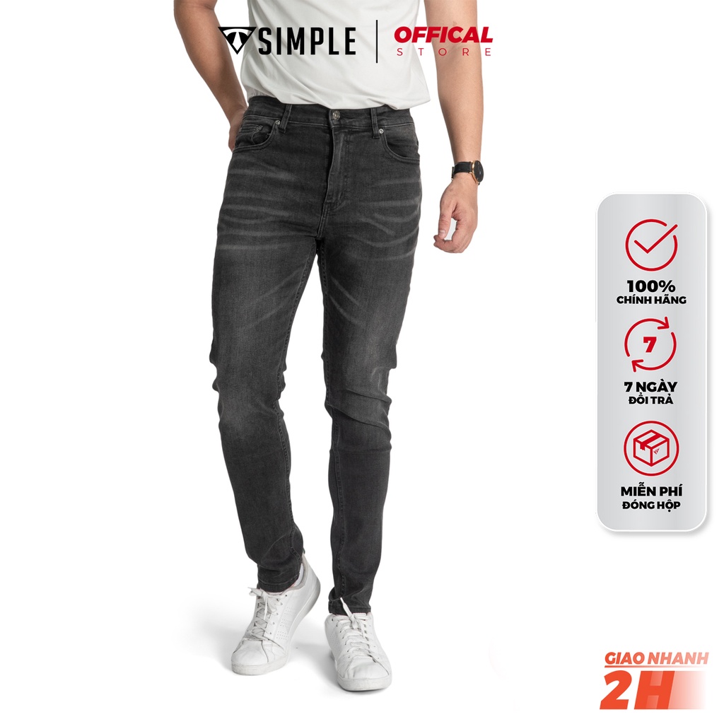 Quần Jean Nam Xám Wash TSIMPLE chất bò cao cấp co giãn form Slimfit MSRQJ051