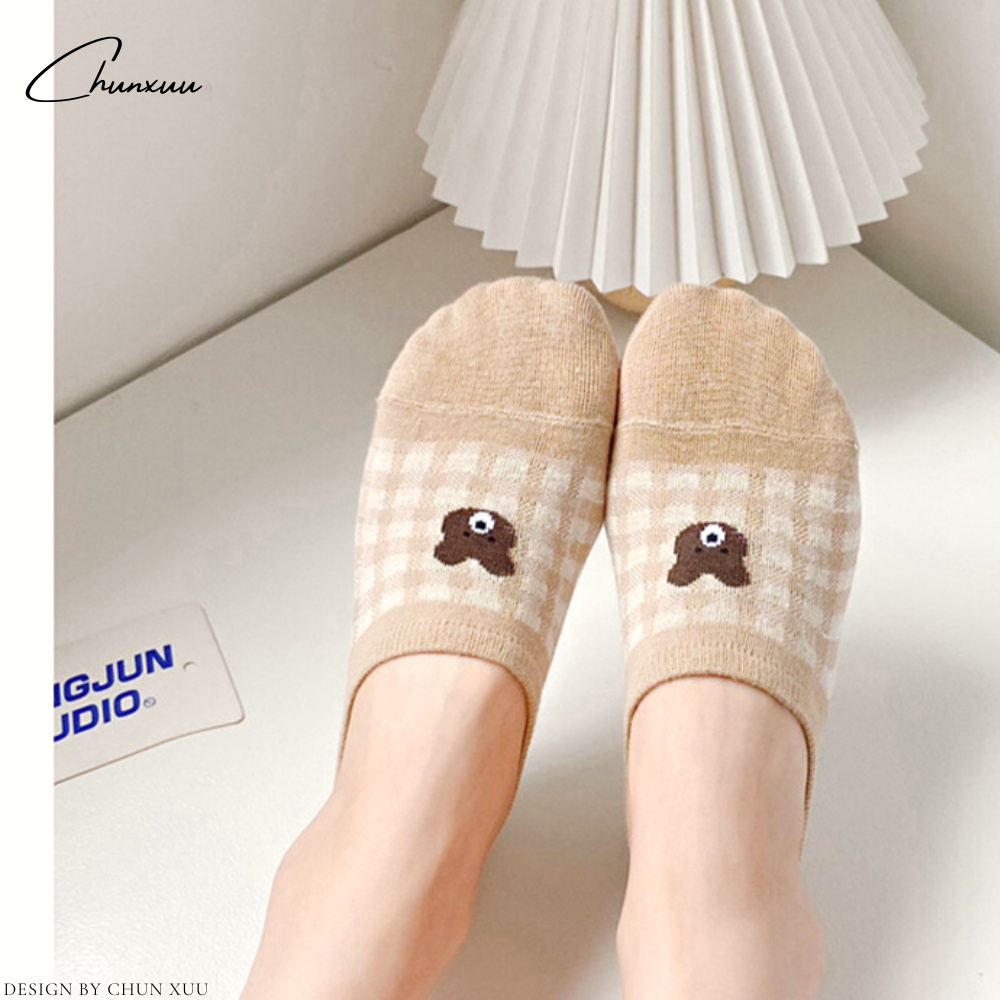 Tất cổ ngắn nữ đi giày, hài, họa tiết gấu nâu đáng yêu ChunXuu T07