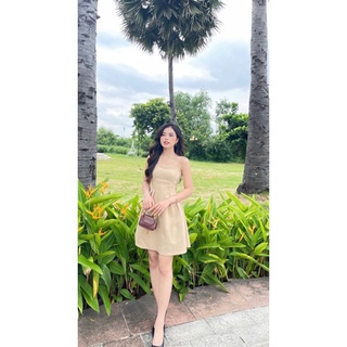 Đầm 2 dây màu nâu Oxy Design