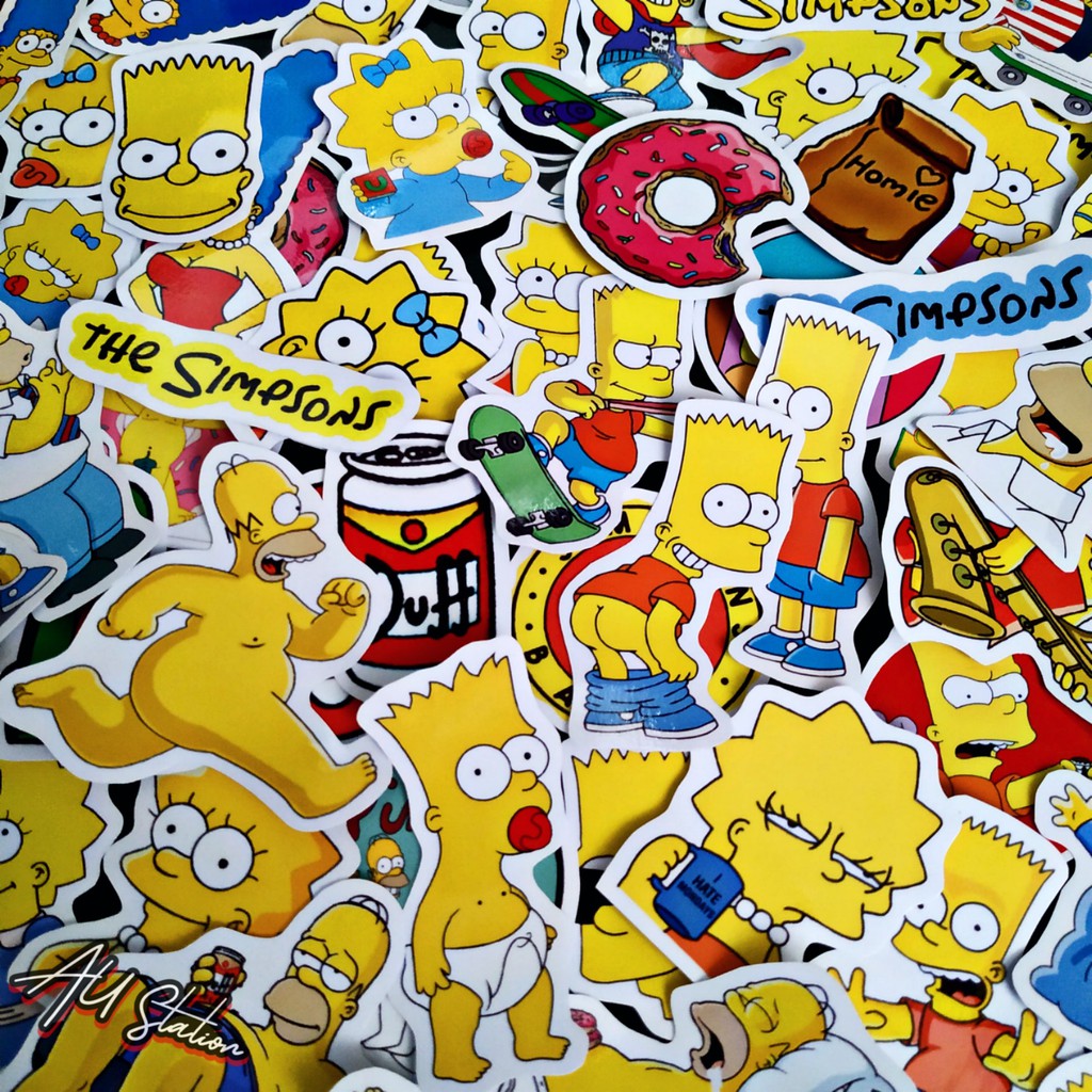 Sticker SIMPSONS 2 - nhựa PVC không thấm nước, dán nón bảo hiểm, laptop, điện thoại, Vali, xe, ...