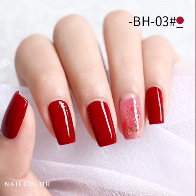 Sơn gel AS dùng máy hơ móng tay tone đỏ truyền thống đỏ rượu vang đỏ đô chai 15ml