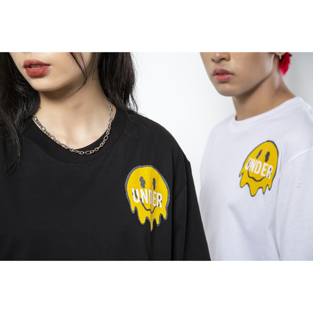 Áo Thun Tay Lỡ UNDER Smiley Hình In Mặt Cười Áo Phông Cotton Nam Nữ Unisex - Local Brand Streetwear Oversize Form Rộng | BigBuy360 - bigbuy360.vn