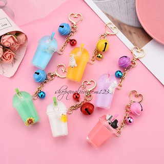 Móc Khóa Ly Trà Sữa Có Nước Thú Cưng Siêu Xinh