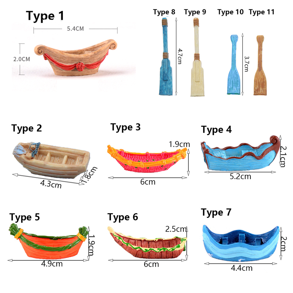 Mô Hình Chiếc Thuyền Mái Chèo Mini Làm Từ Gỗ Dùng Trang Trí Tiểu Cảnh Dễ Thương