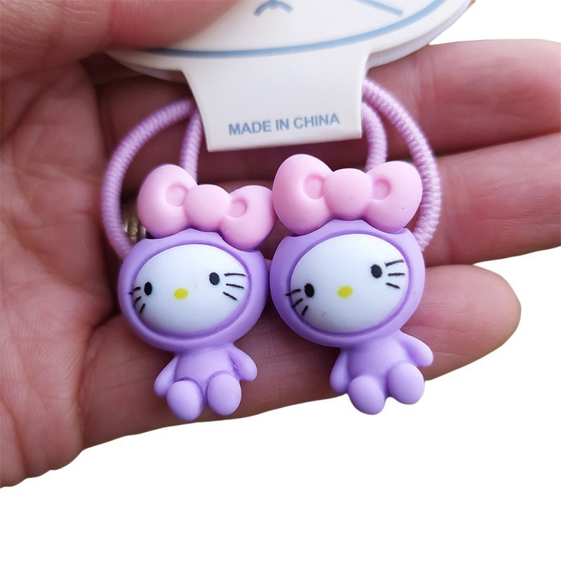 Set 2 Dây Cột Tóc Co Giãn Hình Thú Dễ Thương Cho Bé Gái