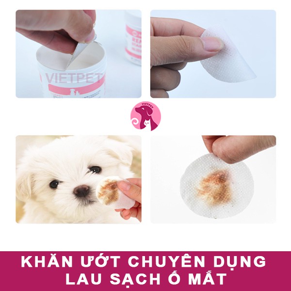 [1hộp 120 tờ] Khăn lau mắt chó mèo (Chính hãng) (Khăn ướt lau mắt, tai, mặt cho chó mèo)