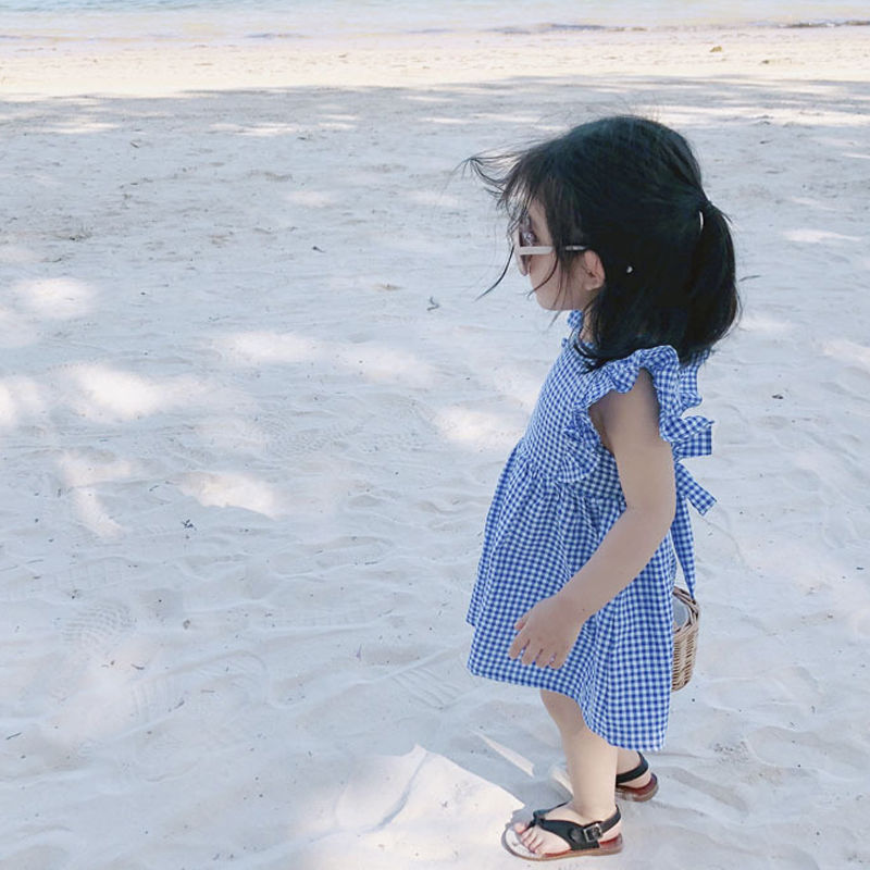 Children's girl baby cotton Korean lovely lotus sleeve skirt gjuqop