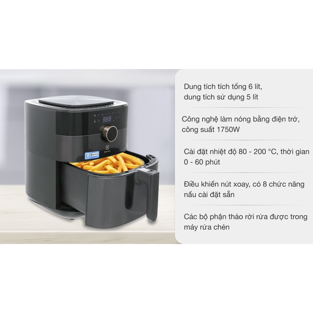 Nồi chiên không dầu Electrolux E6AF1-520K-Hàng chính hãng