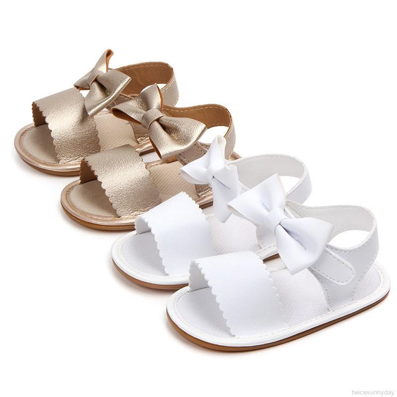 Giày sandal da PU đính nơ xinh xắn cho bé gái