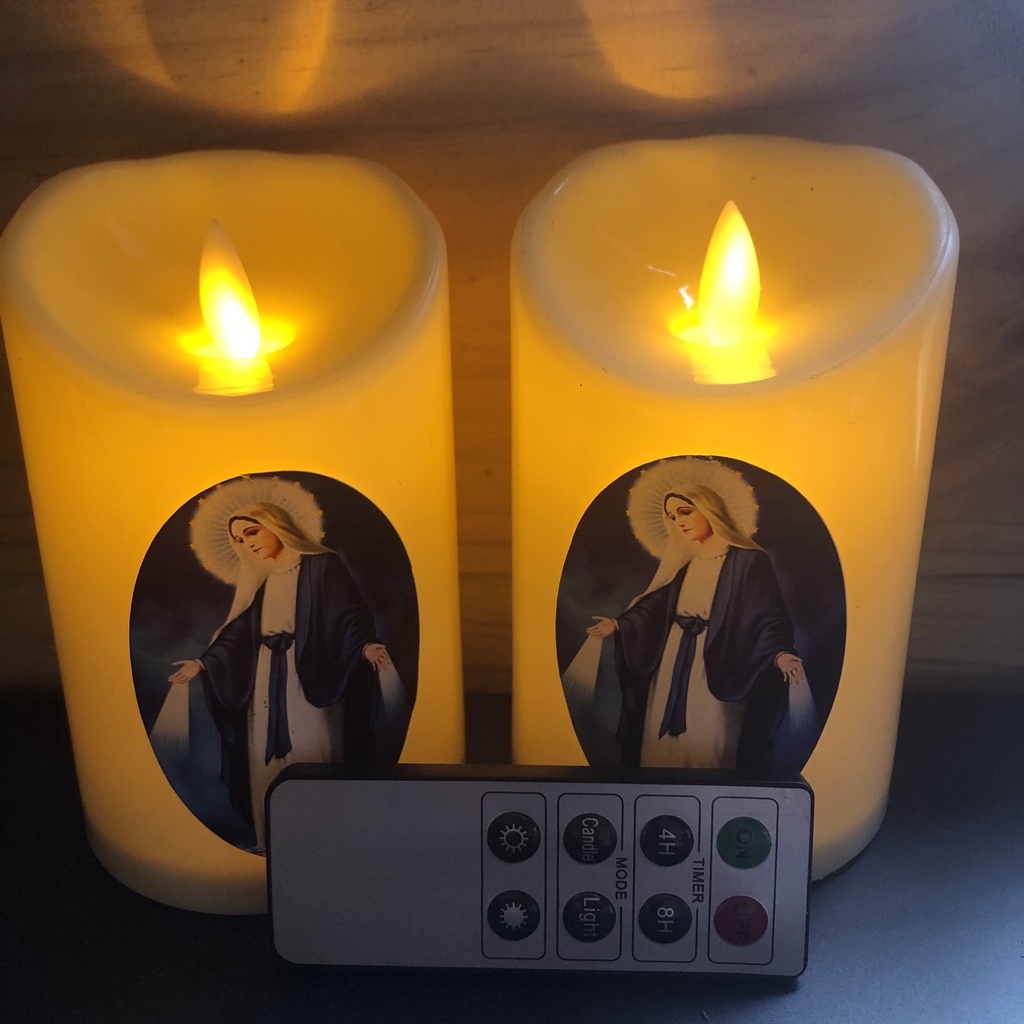 Nến công giáo để ban thờ chạy pin sử dụng điều khiển tắt bật từ xa&lt;Giá 1 cặp &gt;