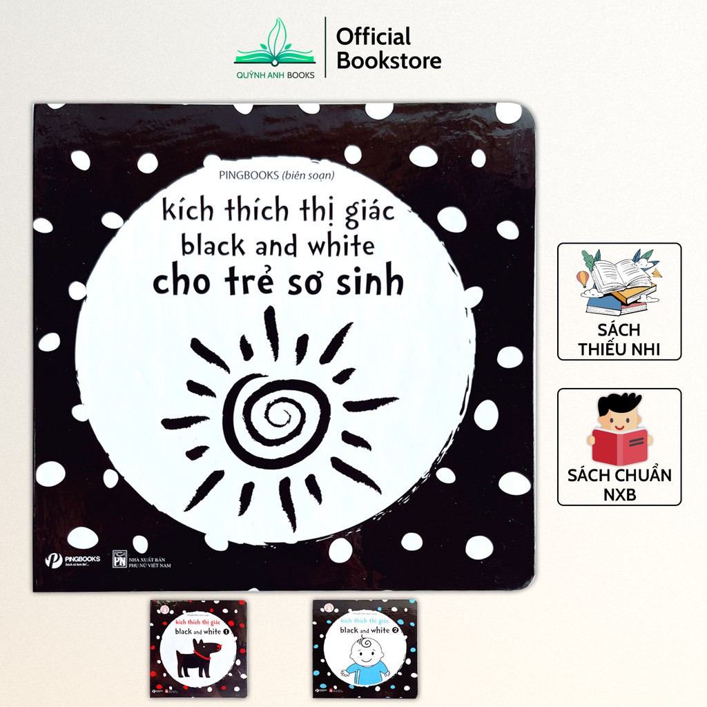 Sách - Kích thích thị giác black and white tiếng anh cho trẻ 0-3 tuổi  - NPH Pingbooks