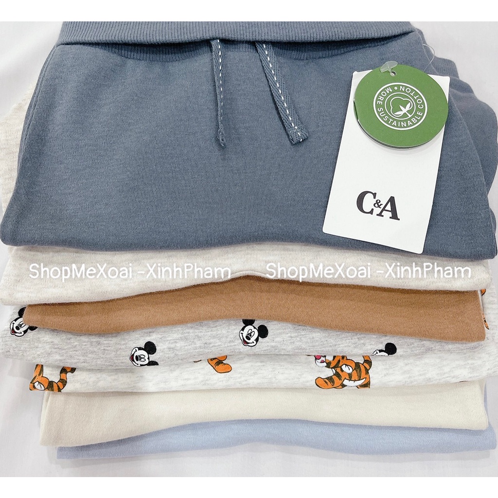 Quần dài HM / C&amp;A Cotton cạp cao, đũng rộng cho bé gái/bé trai cao cấp mặc bỉm tiện lợi size 3M,6M,9M,Newborn