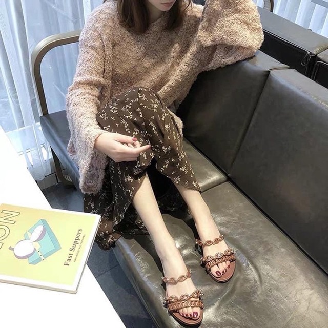 Dép lê  nhựa quai xích mẫu mới 3 màu
