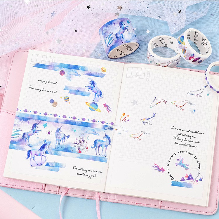 [Mã LIFEBOOK2 giảm 10% đơn 0Đ] Set 6 Cuộn Băng Dính Washi Tape Trang Trí Scrapbook, Planner