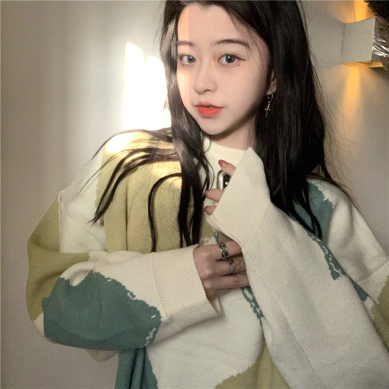 Porozi  Áo sweater  dáng rộng phong cách Hàn Quốc cho nữ