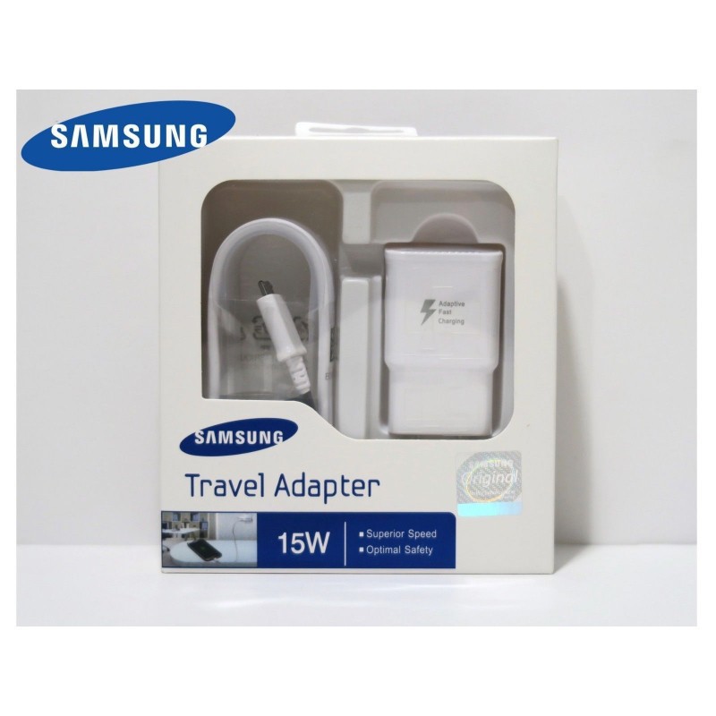 Samsung Travel Adapter 15W / S6 / S7 / NOTE5 Fast Charger + Micro USB cable ( White )..