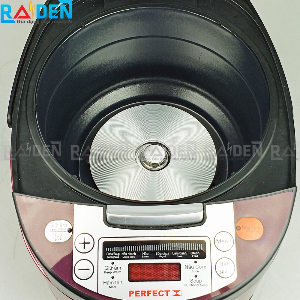 Nồi cơm điện tử 5L Perfect PF-C208 với 9 chức năng tích hợp và hẹn giờ, có thể nấu sữa cho, làm bánh, hầm thịt, chiên