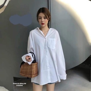 Áo sơmi túi dáng dài