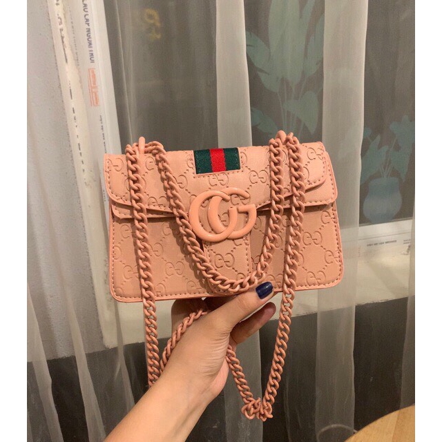 Túi xách nữ chất đẹp , túi đeo chéo GG chất đẹp phối kẻ - T281 | BigBuy360 - bigbuy360.vn