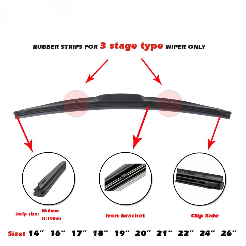 1 Lưỡi Gạt Nước Bằng Cao Su Mềm 8mm 14" 16" 17" 19" 20" 21" 22" 24" 26" 28" Dành Cho Ô Tô HONDA TOYOTA BMW BENZ AUDI VW NISSAN PERODUA PROTON
