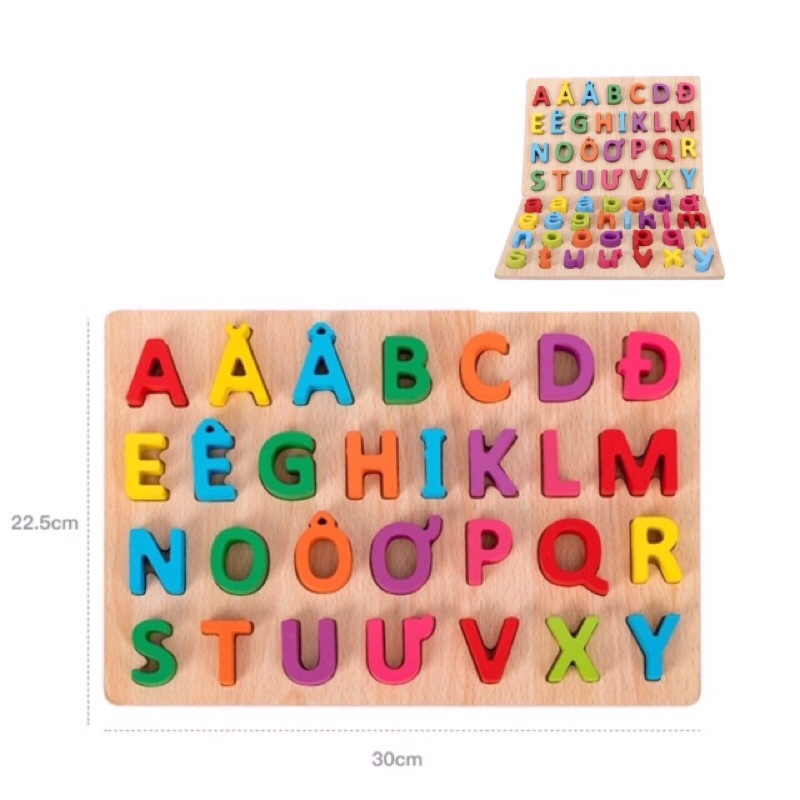 bảng gỗ chữ cái tiếng việt , chữ nổi , dùng cho bé vừa chơi vừa học