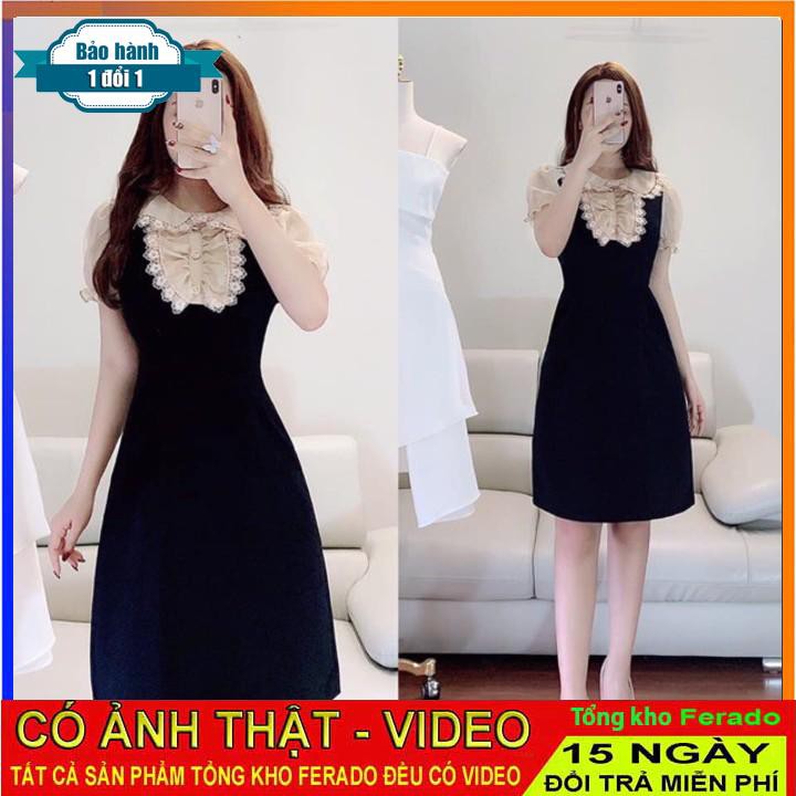 [ xả kho ] MiD Đầm suông tay ngắn cổ ren hoa V1184 Mie Design kèm ảnh thật