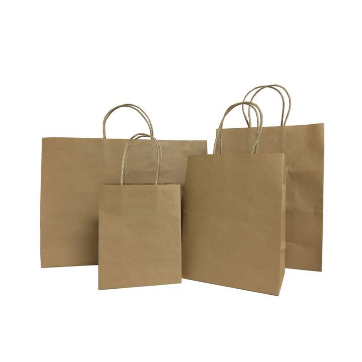 100 Túi giấy thực phẩm có quai màu nâu 30N-QX ngang 25 x rộng 15 x cao 30 cm