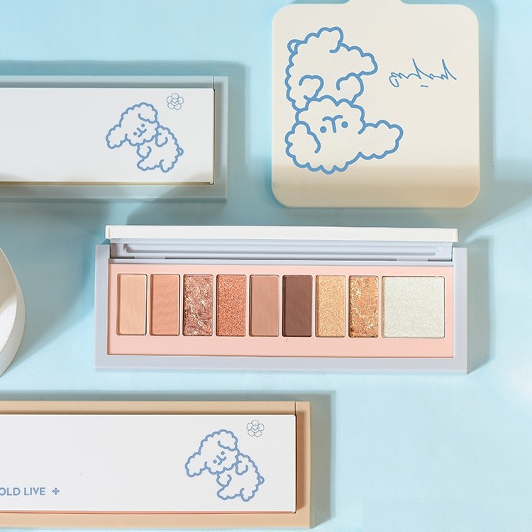 Bảng phấn mắt 9 màu cún bông HOLD LIVE tông cam đào hồng đất trendy SoftCute Fog Language Eyeshadow Palette HL484 HLIV71