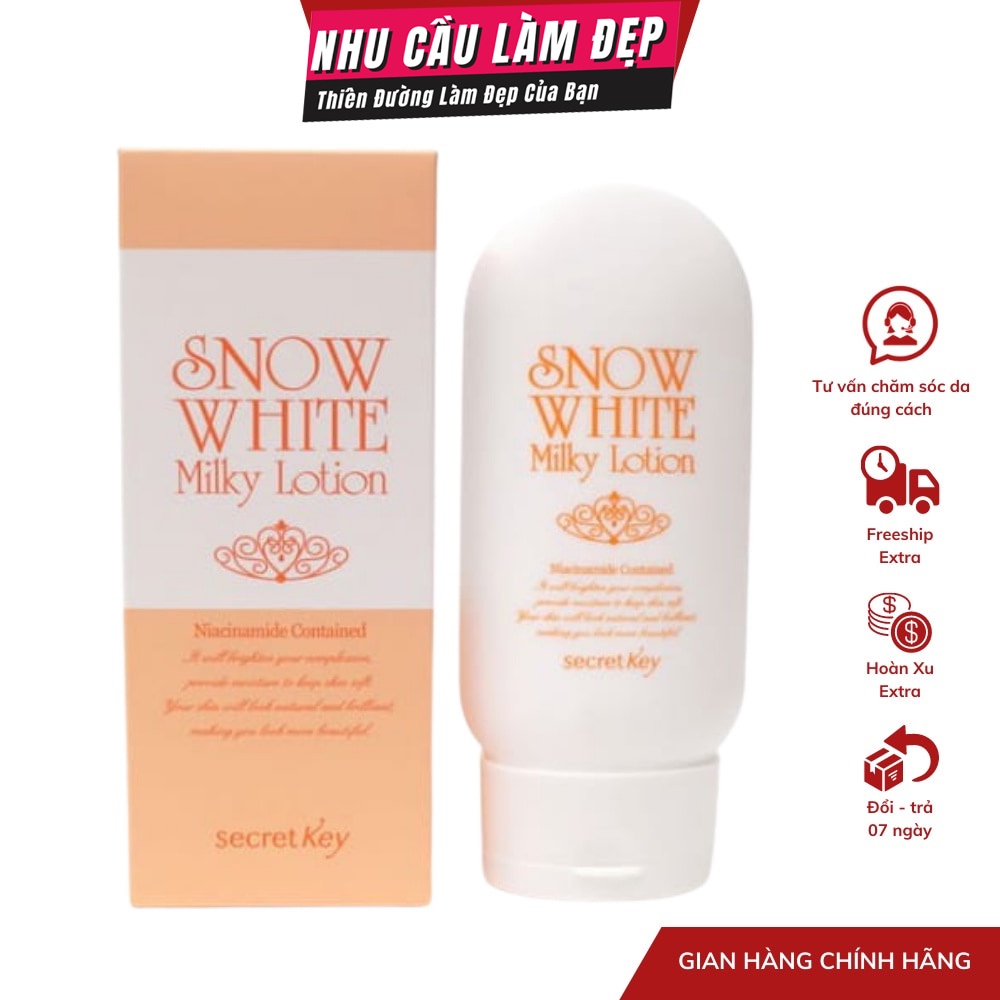 (Mẫu Mới) Kem Dưỡng Trắng Da Secret Key Snow White Milky Lotion - Có Ship Hỏa Tốc