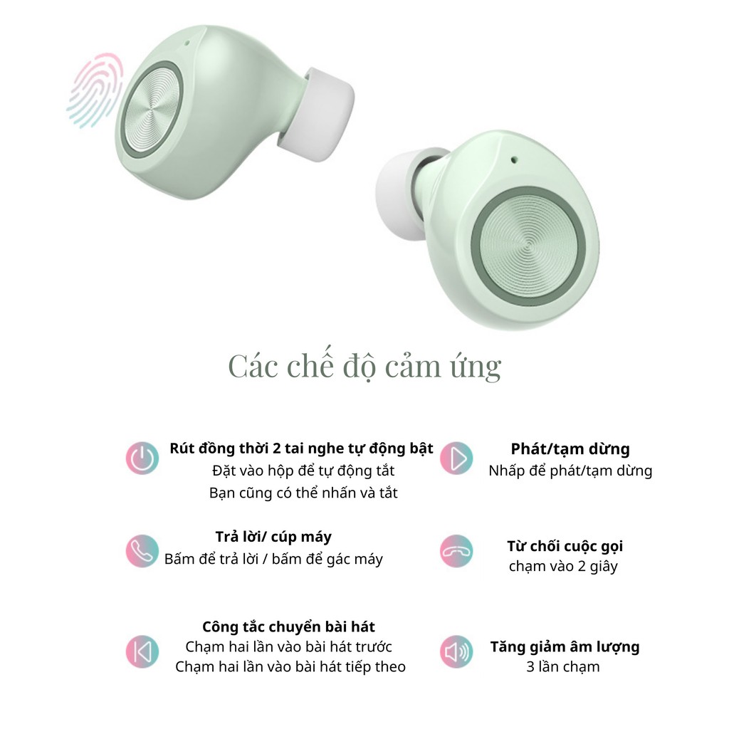 Tai nghe bluetooth nhét tai không dây TWS inpods TW60 có mic cho ios và android chất lượng âm thanh trung thực cao