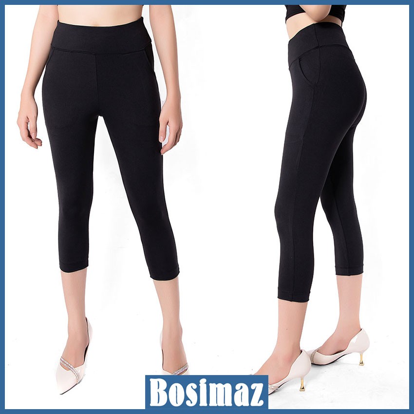 Quần Legging Nữ Bosimaz MS361 lửng túi trước màu đen cao cấp, thun co giãn 4 chiều, vải đẹp dày, thoáng mát. | WebRaoVat - webraovat.net.vn