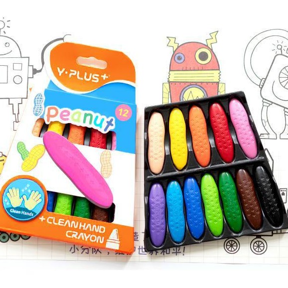 Bút sáp YPlus peanut 12/24 màu, hàng có sẵn. Uk peanut Yplus crayon.