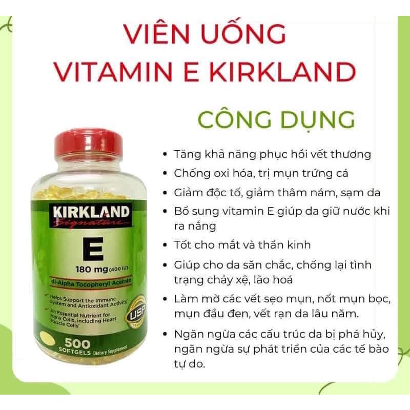 Vitamin E 400IU Kirkland  500 viên của Mỹ