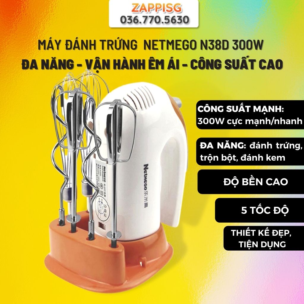 Máy Đánh Trứng Cầm Tay, Công Suất Lớn, Máy Đánh Trứng Cầm Tay Netmego