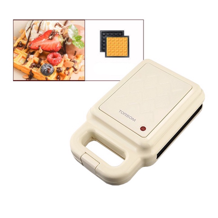 Máy nướng bánh tổ ong vuông mini máy làm bánh waffle Torsom [sẵn hàng]