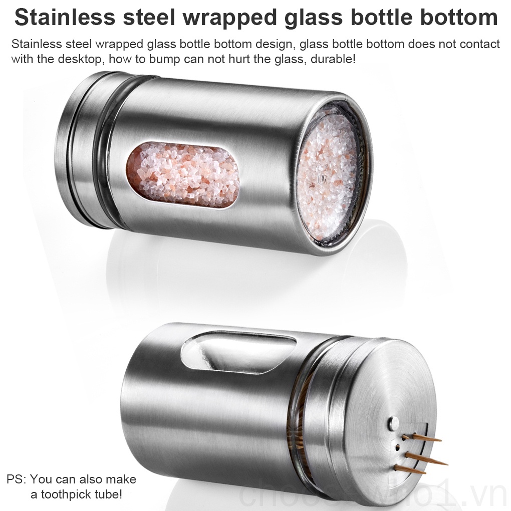 1 Hộp Đựng Gia Vị Bằng Kính Thép Không Gỉ 304