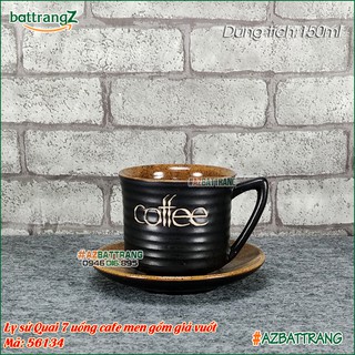 [150ml] Ly tách sứ uống cafe quai số 7 màu Cafe gốm Bát Tràng