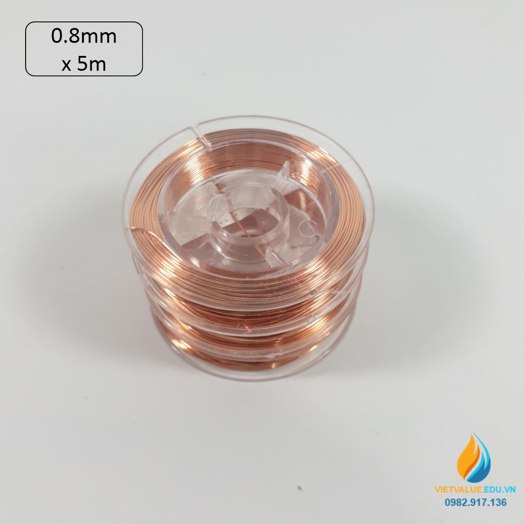 Cuộn dây đồng thực hành vật lý đường kính 0.8mm dài 5 mét