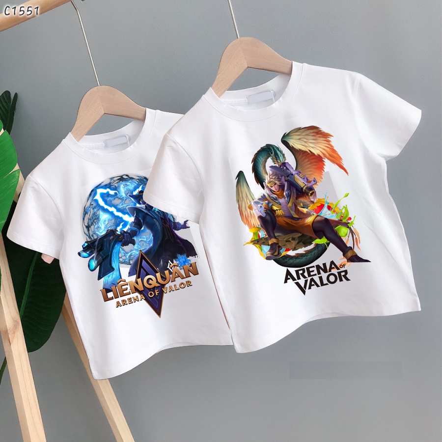 Áo liên quân mobile cổ tròn màu trắng in hình Valhein lên đồ cực ngầu