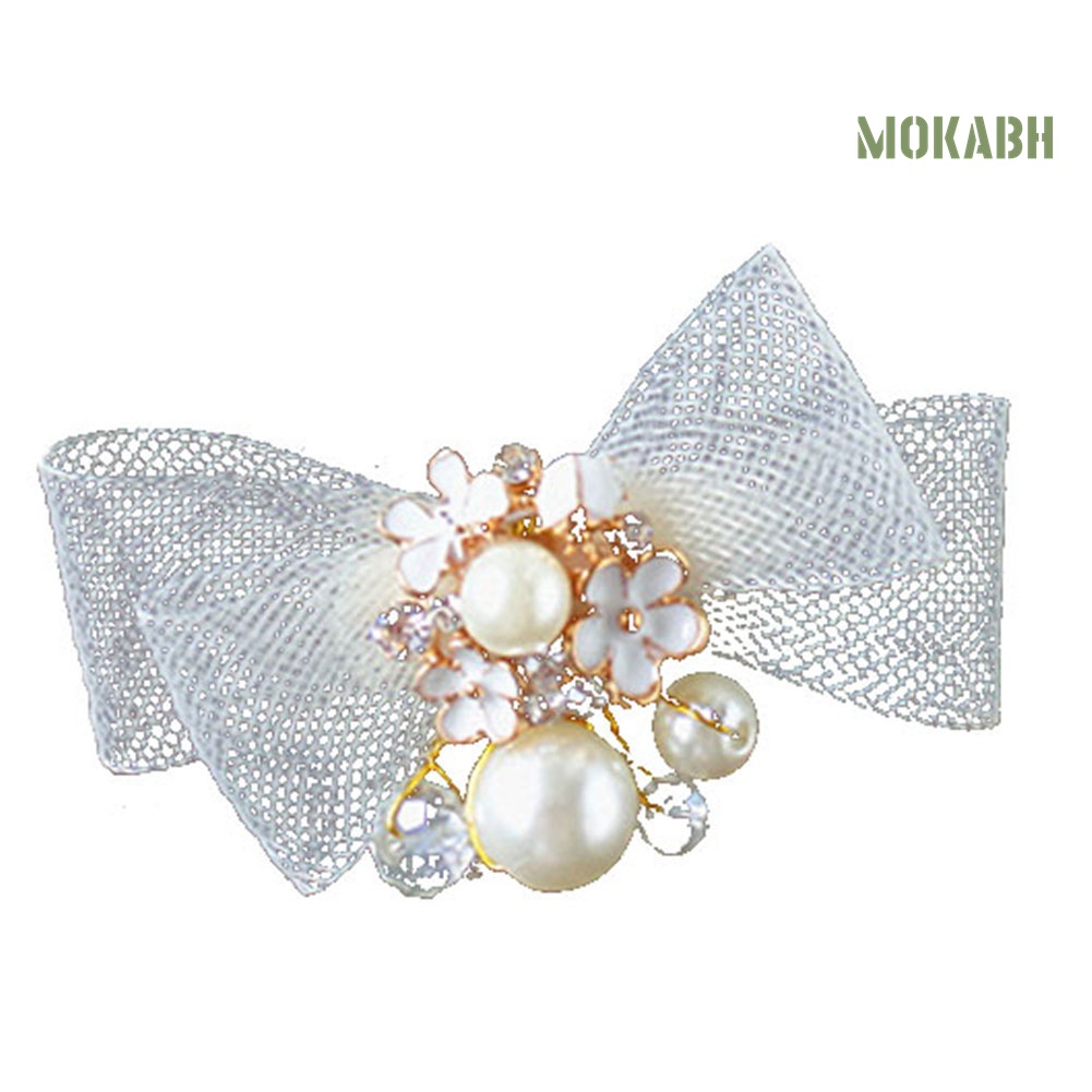 Kẹp Tóc Hình Nơ Đính Ngọc Trai Nhân Tạo Cho Cô Dâu